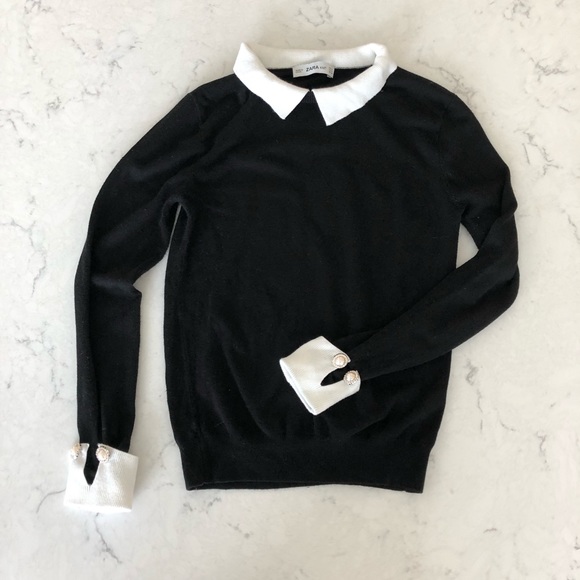 Zara Sweaters - Zara Knit Black Sweater with Embellished Cuffs